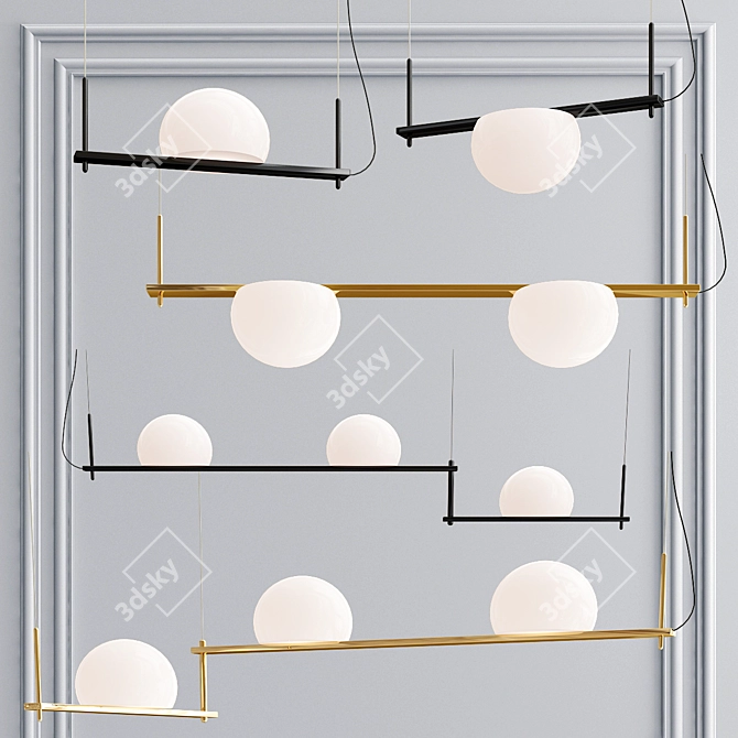 Sleek LED Glass Pendant Lamp 3D model image 2