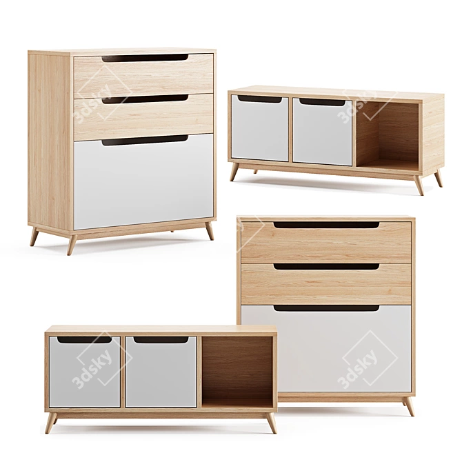 Kids' Dresser Set: Kilt Chest & Moka Chest 3D model image 1