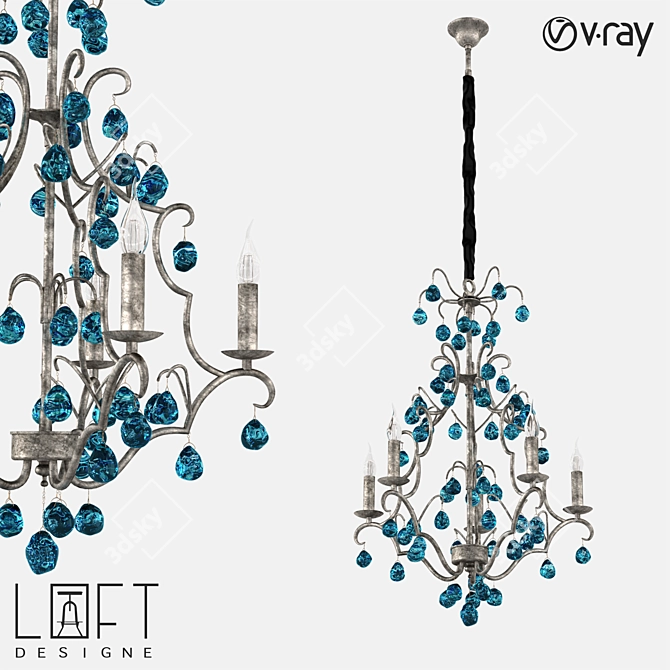 LoftDesigne 1001 Pendant Lamp: Stylish Metal and Glass Lighting 3D model image 1