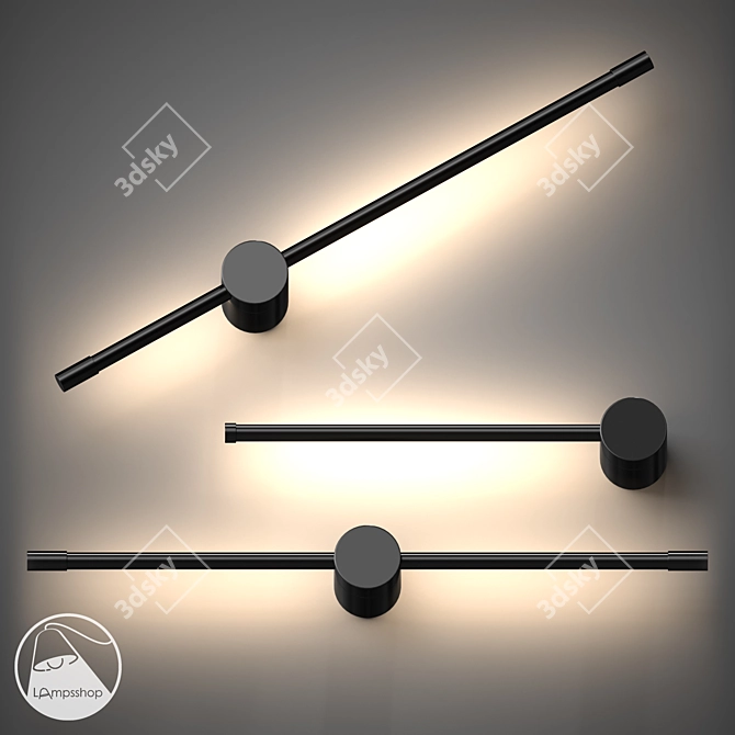 Modern Black Stick Wall Sconce 3D model image 1