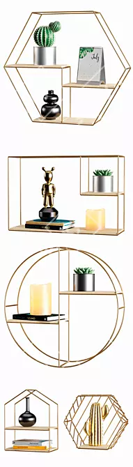 Metallic Shelf Set with Decorative Fillers 3D model image 2