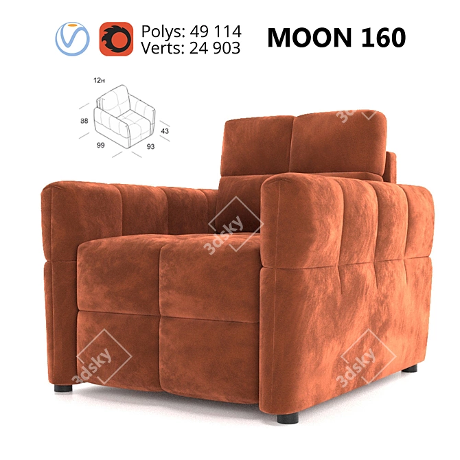Luxury Comfort: MOON 160 Chair 3D model image 2