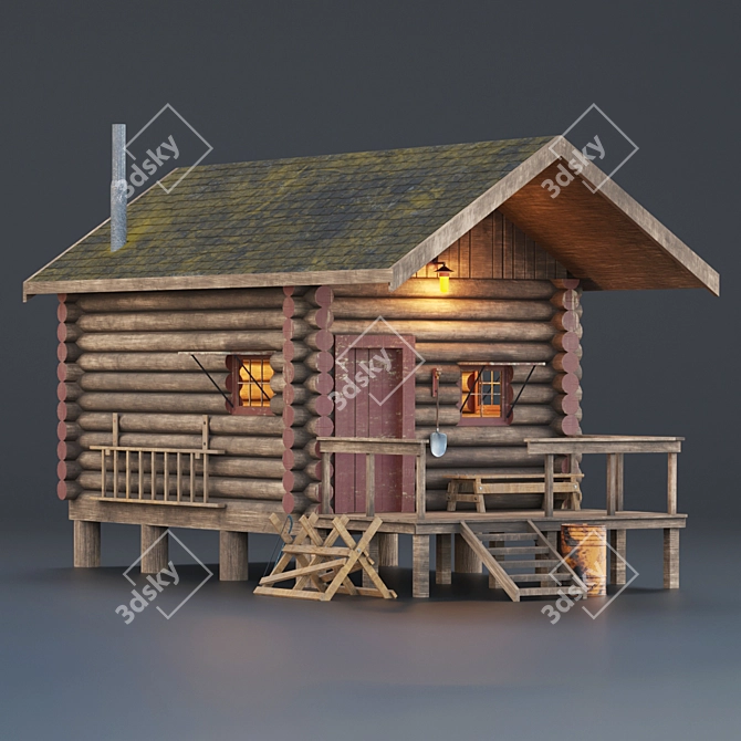 Alaska Mountain Retreat: Authentic PBR Textured House 3D model image 1