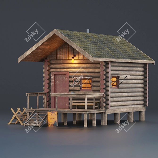 Alaska Mountain Retreat: Authentic PBR Textured House 3D model image 2