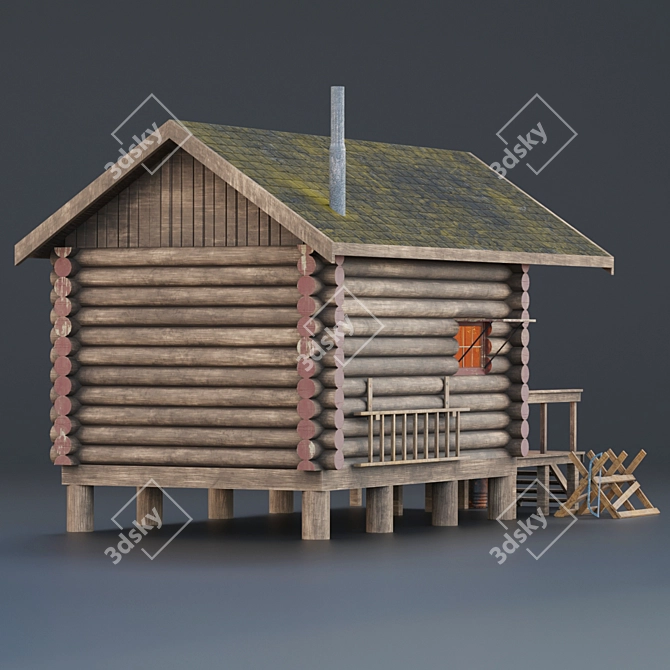 Alaska Mountain Retreat: Authentic PBR Textured House 3D model image 3