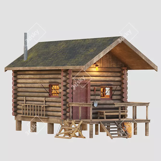 Alaska Mountain Retreat: Authentic PBR Textured House 3D model image 5