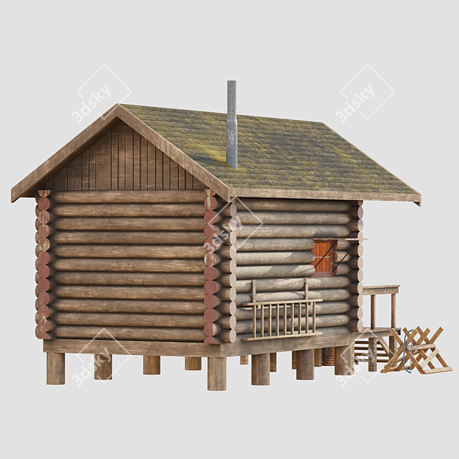 Alaska Mountain Retreat: Authentic PBR Textured House 3D model image 6