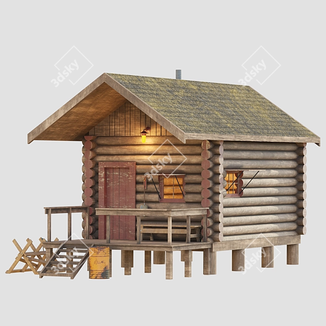 Alaska Mountain Retreat: Authentic PBR Textured House 3D model image 7