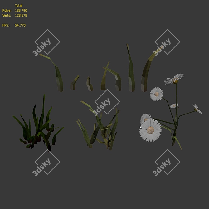 Corona Grass Set: Realistic 3D Vegetation 3D model image 1