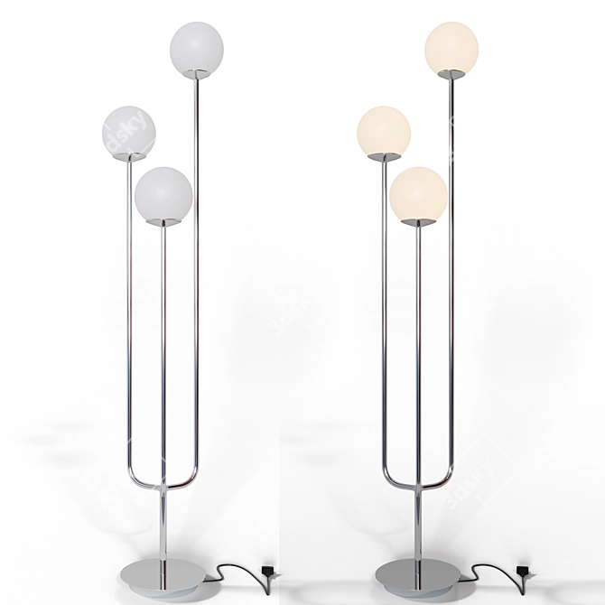 Modern Chrome-plated Floor Lamp 3D model image 2