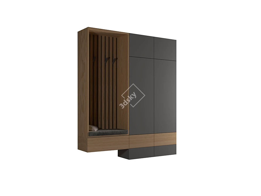 Stylish Entryway Wardrobe 3D model image 2