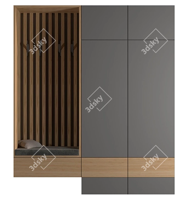 Stylish Entryway Wardrobe 3D model image 7