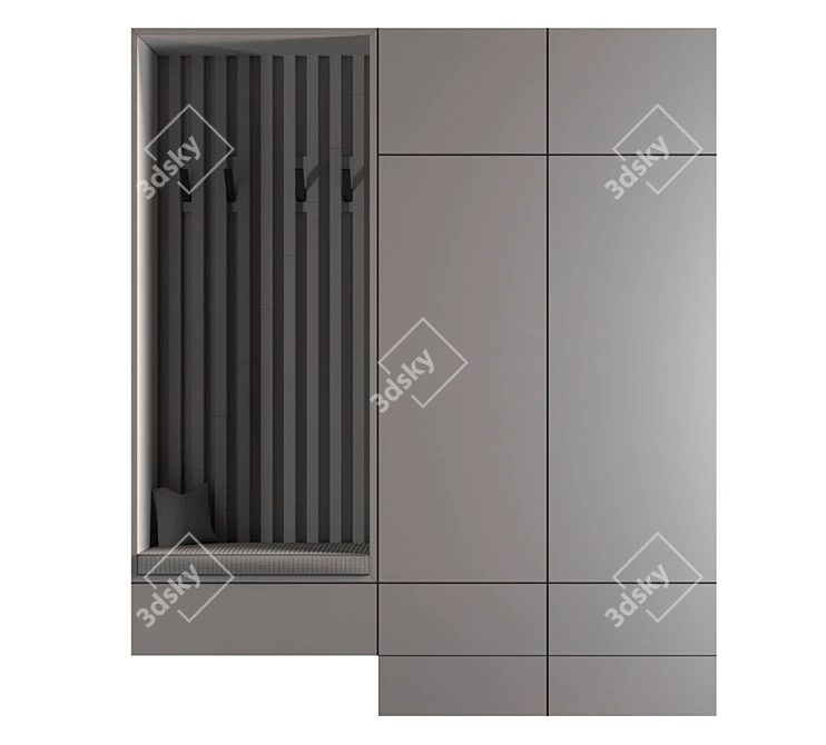 Stylish Entryway Wardrobe 3D model image 8