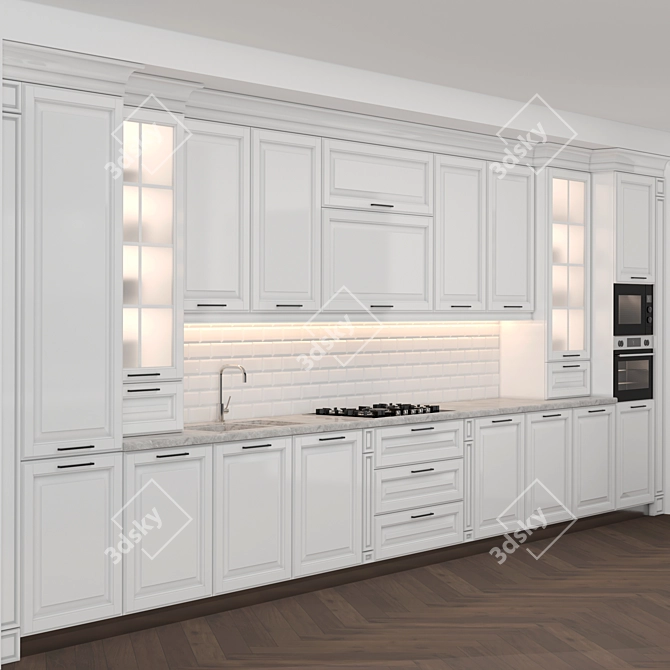 Modular Classic Kitchen: High-Quality Design 3D model image 2