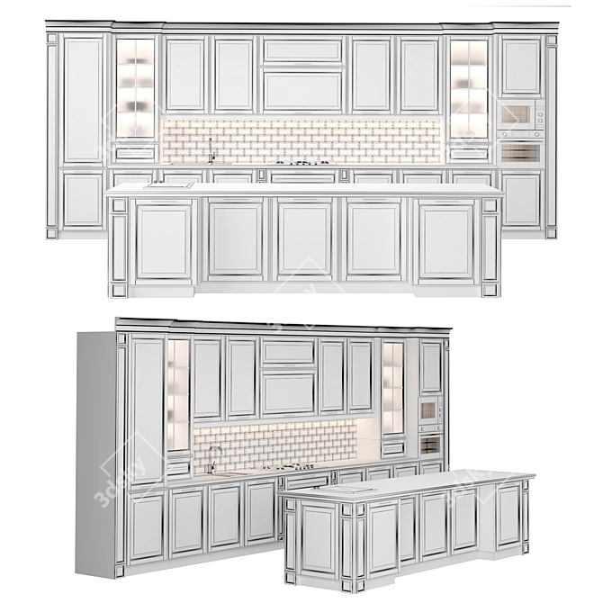 Modular Classic Kitchen: High-Quality Design 3D model image 5