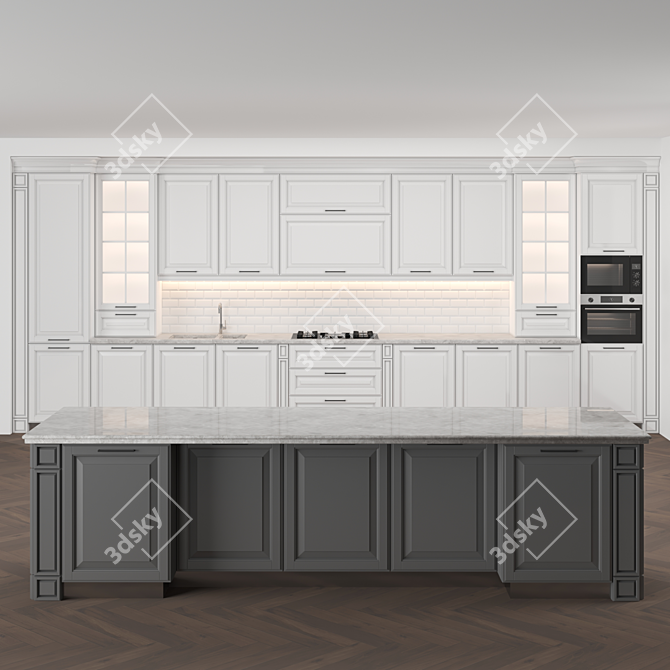 Modular Classic Kitchen: High-Quality Design 3D model image 6