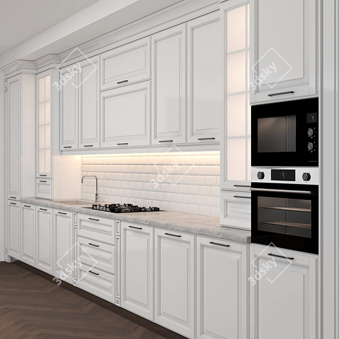 Modular Classic Kitchen: High-Quality Design 3D model image 7