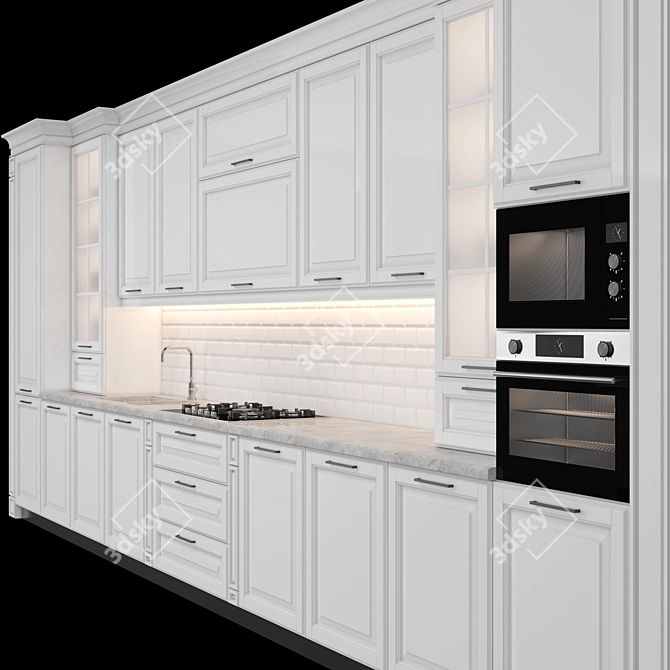 Modular Classic Kitchen: High-Quality Design 3D model image 13