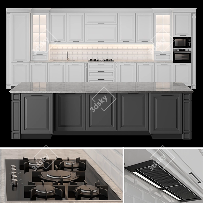 Modular Classic Kitchen: High-Quality Design 3D model image 20