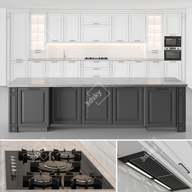 Modular Classic Kitchen: High-Quality Design 3D model image 24