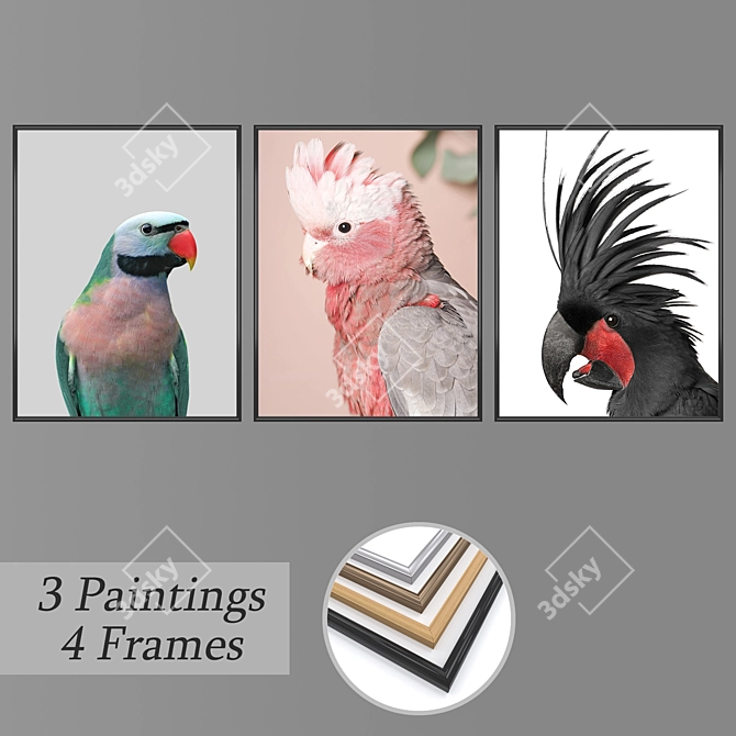 Modern Wall Art Set with Multiple Frames 3D model image 1