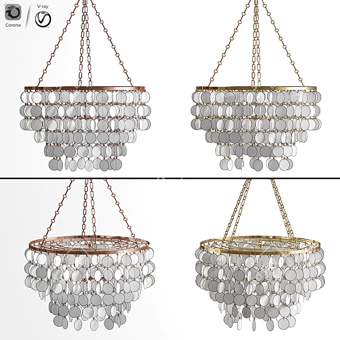 Elegant Aurora Leaf Chandelier 3D model image 1