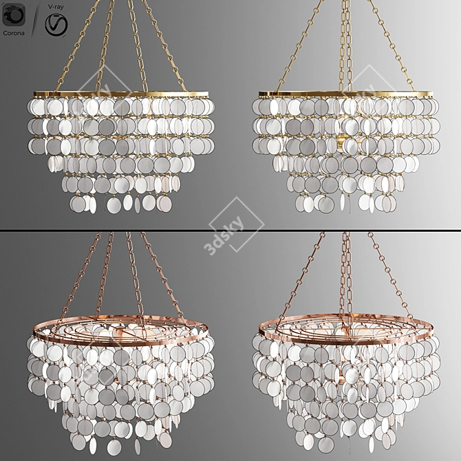 Elegant Aurora Leaf Chandelier 3D model image 2