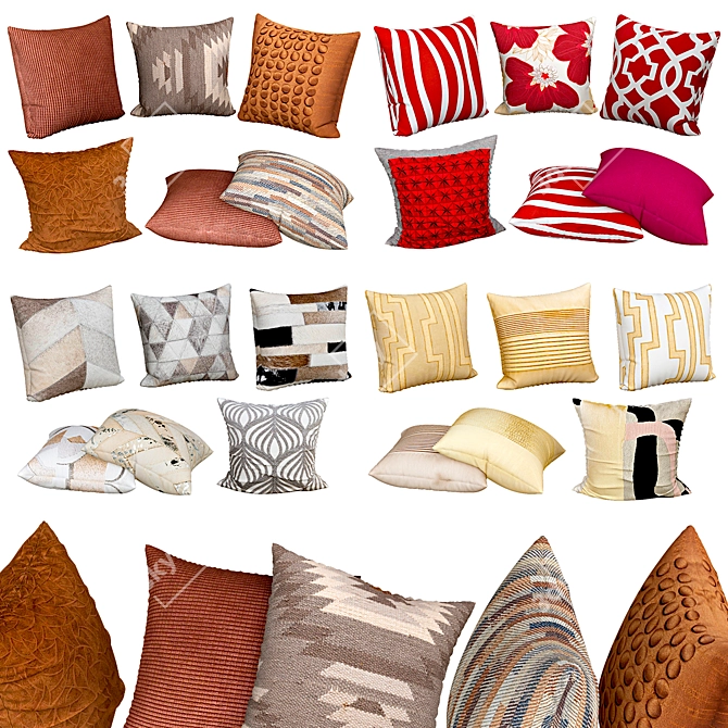 Textured Sofa Pillows 3D model image 3