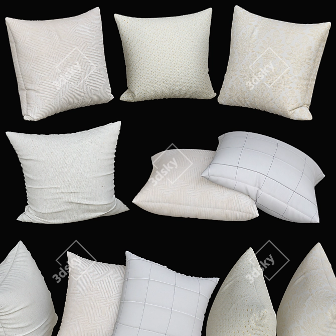 Textured Sofa Pillows 3D model image 2