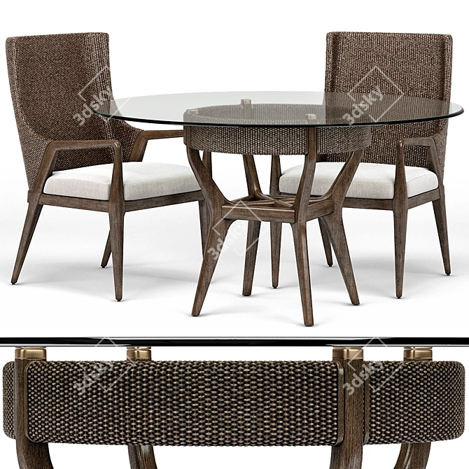 Formosa Round Dining Table and Arm Chair Set 3D model image 1