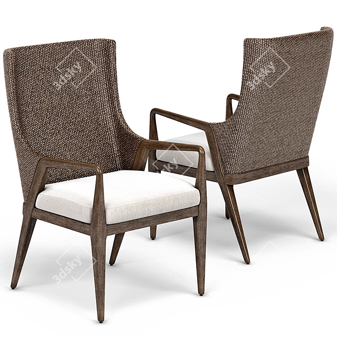 Formosa Round Dining Table and Arm Chair Set 3D model image 3