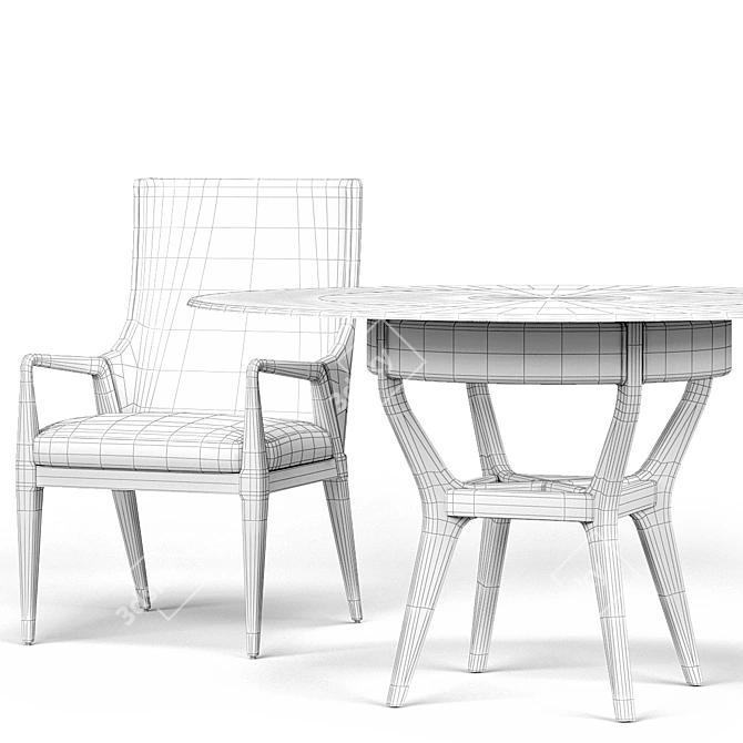 Formosa Round Dining Table and Arm Chair Set 3D model image 5