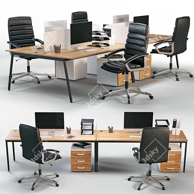 Optimized Office Workplace with Accessories 3D model image 1