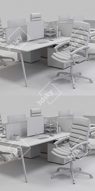 Optimized Office Workplace with Accessories 3D model image 5