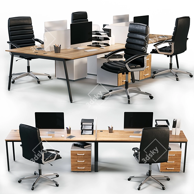 Optimized Office Workplace with Accessories 3D model image 6