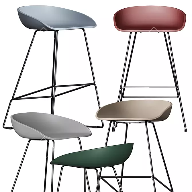 Industrial Metal Bar Stool 3D model image 2