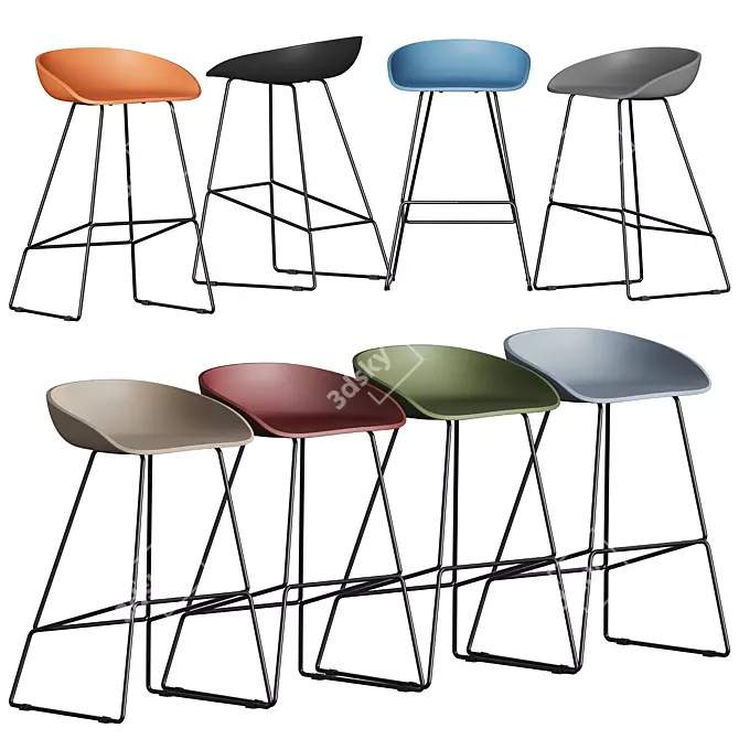 Industrial Metal Bar Stool 3D model image 3