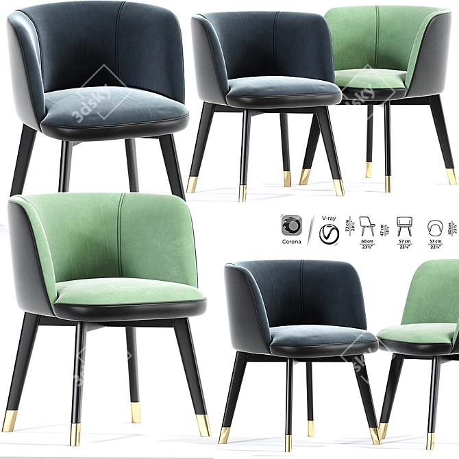 Elegant Baxter Colette Dining Chair 3D model image 1