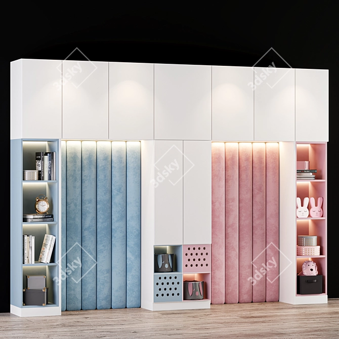 Kids' Wardrobe: Stylish Storage Solution 3D model image 2