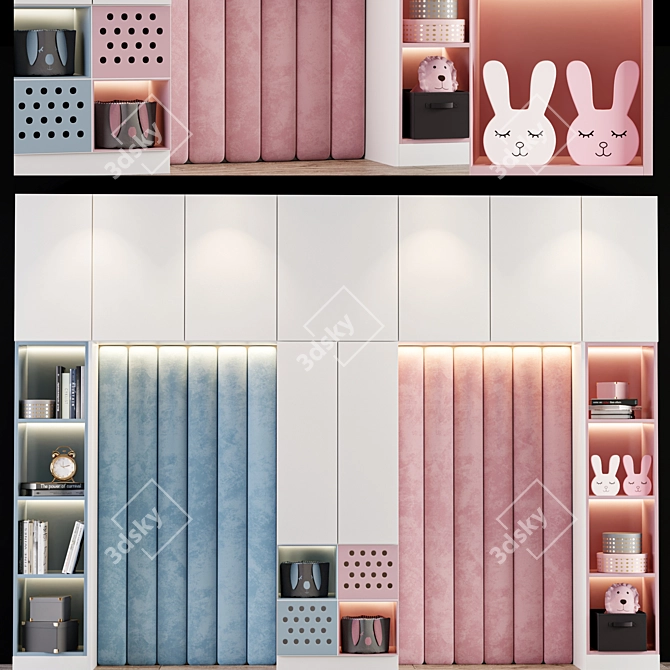 Kids' Wardrobe: Stylish Storage Solution 3D model image 6