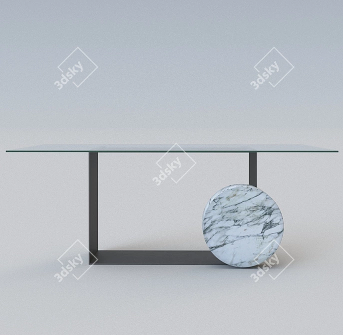 Museum Table: Sleek Steel & Glass 3D model image 2