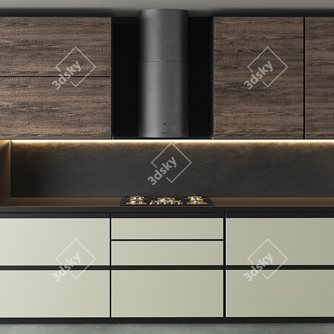 Adaptable Kitchen Set: Oven, Coffee Machine, Cooktop 3D model image 2