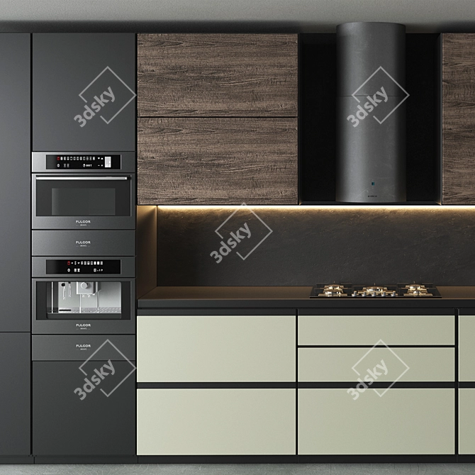 Adaptable Kitchen Set: Oven, Coffee Machine, Cooktop 3D model image 4