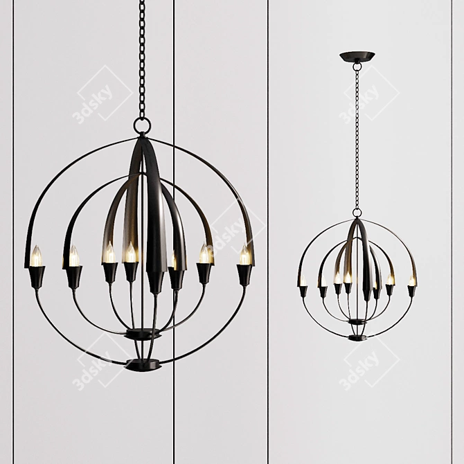 Title: Dual Ring Chandelier 3D model image 1