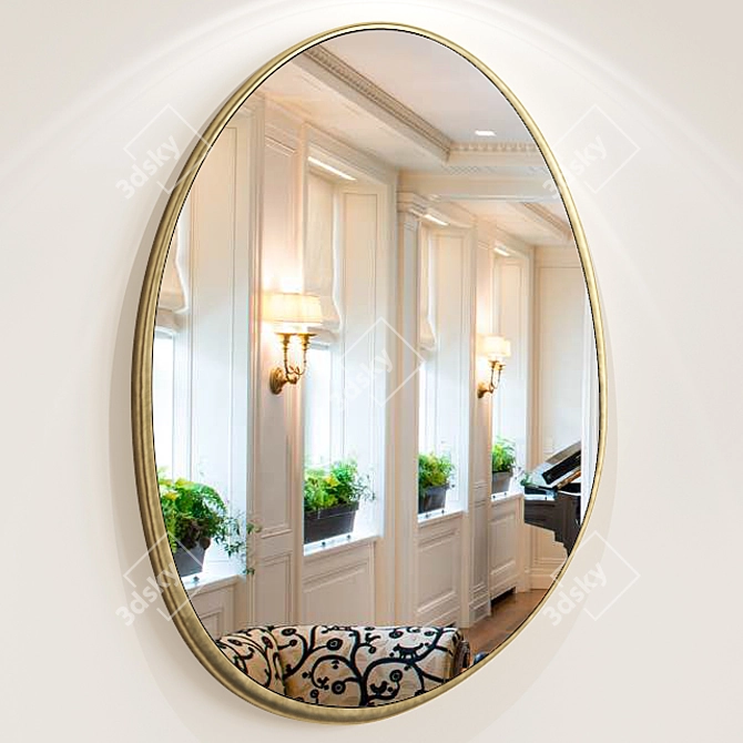 Elegant Elliptical Mirror 3D model image 1