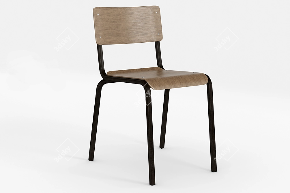 Retro Style Ava School Chair 3D model image 1