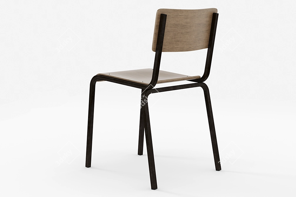 Retro Style Ava School Chair 3D model image 2