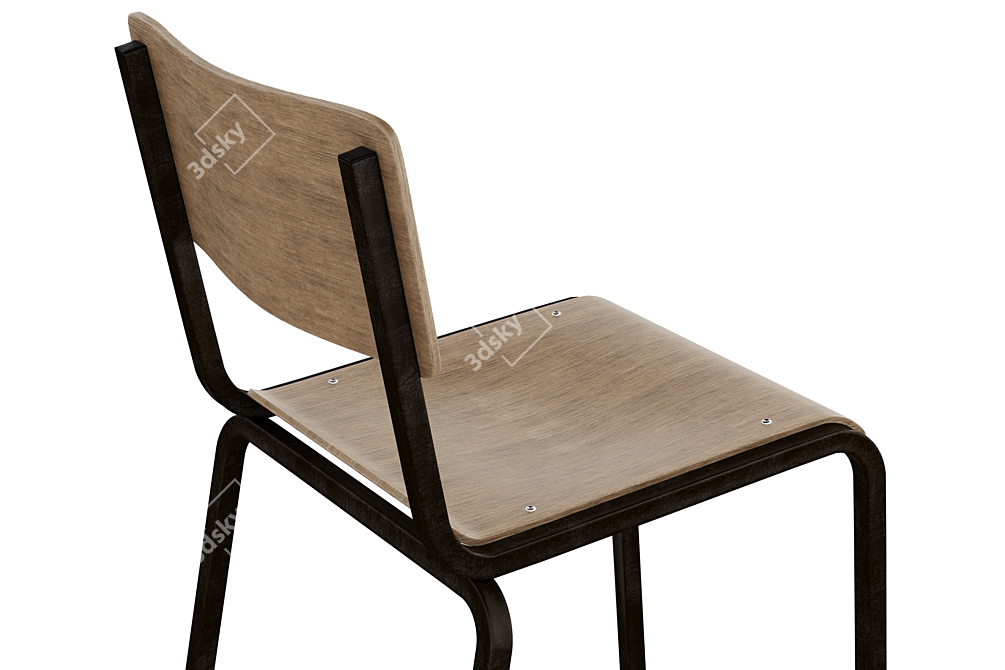 Retro Style Ava School Chair 3D model image 4