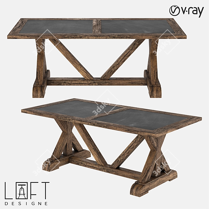 LoftDesigne 6856 Model: Wooden Zinc Table 3D model image 1