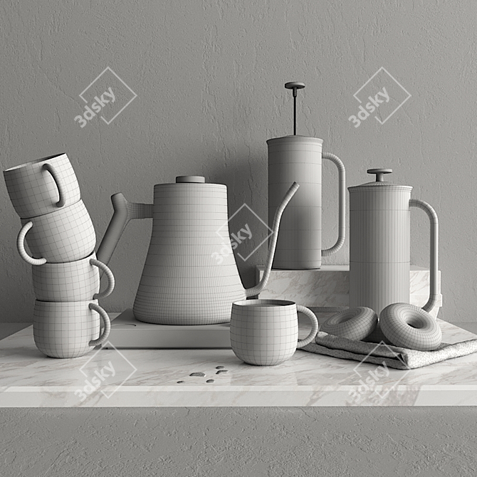 Sleek Electric Kettle Set 3D model image 5